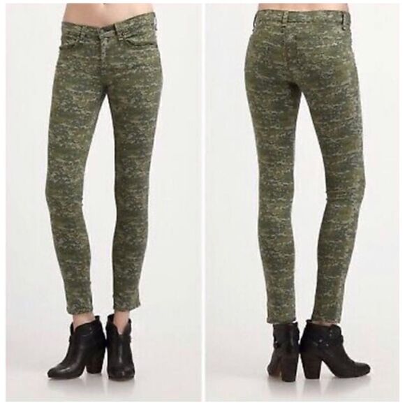 Rag & Bone Skinny Low Rise Jeans in Green Digital Graphic Camo Print, Size 25 - Picture 5 of 16